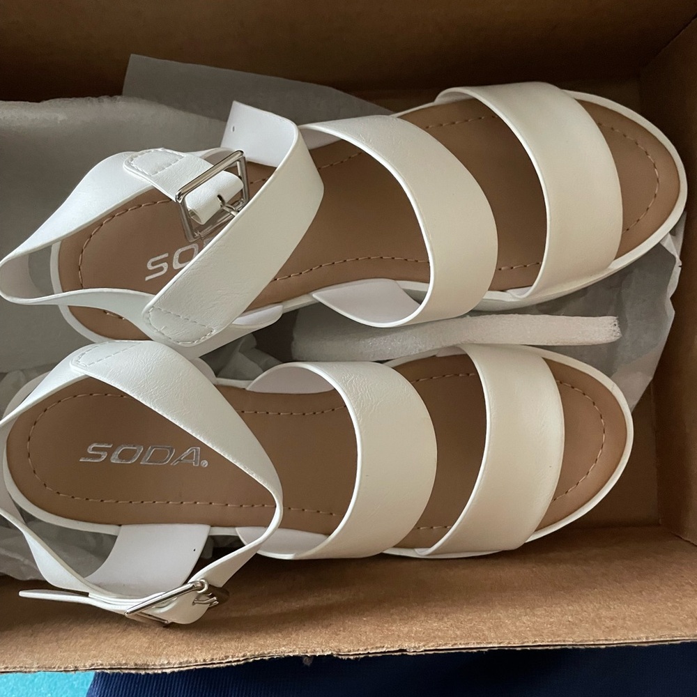 Soda White Strappy Sandals New without tags
